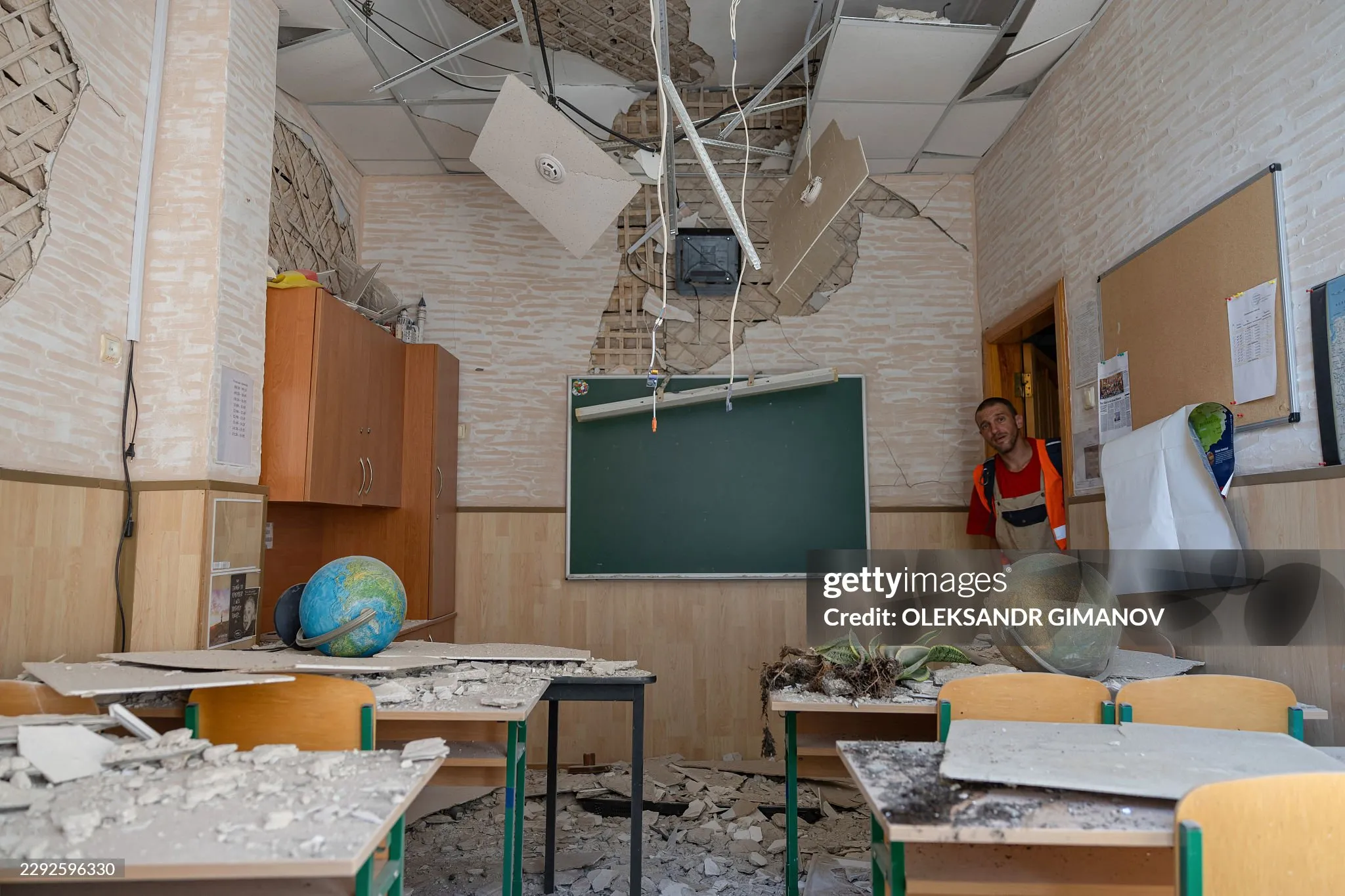 Damaged Ukrainian School on the First Day of Term