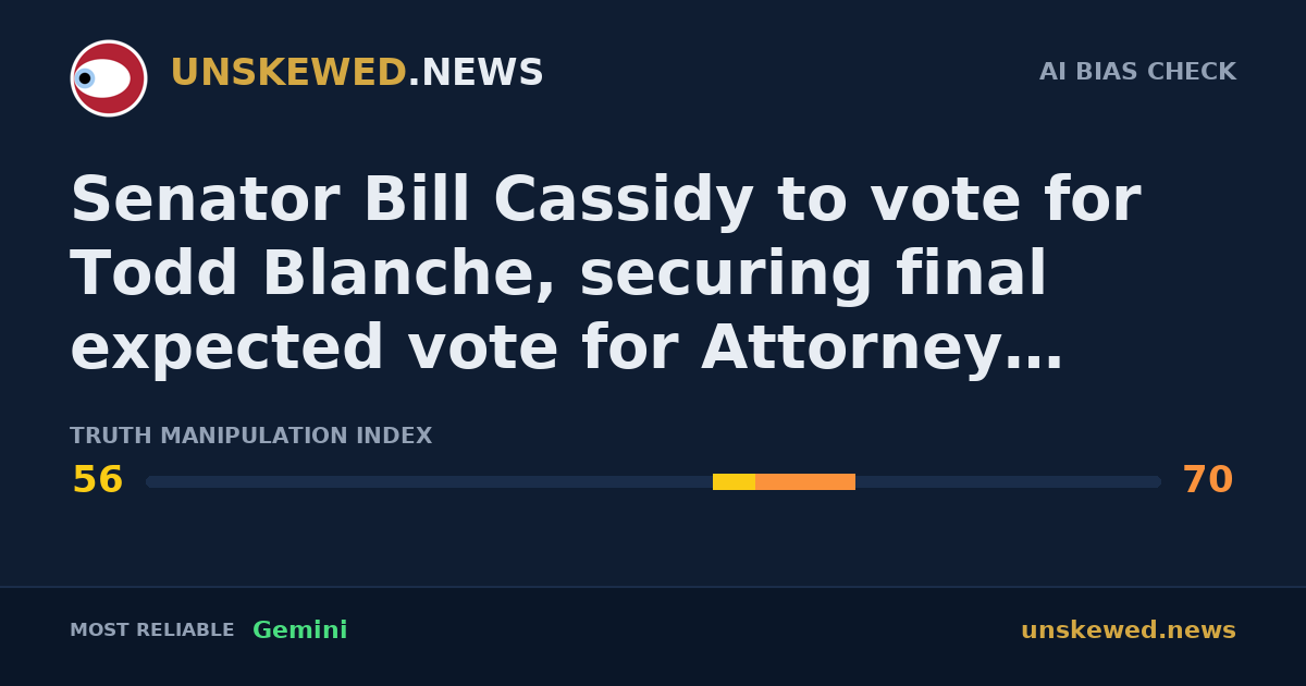 Senator Bill Cassidy to vote for Todd Blanche, securing final expected vote for Attorney General confirmation