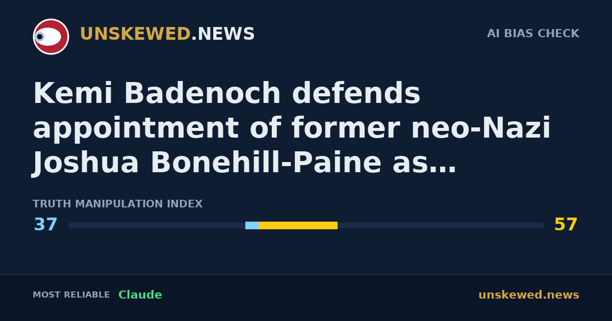 Kemi Badenoch defends appointment of former neo-Nazi Joshua Bonehill-Paine as Conservative adviser
