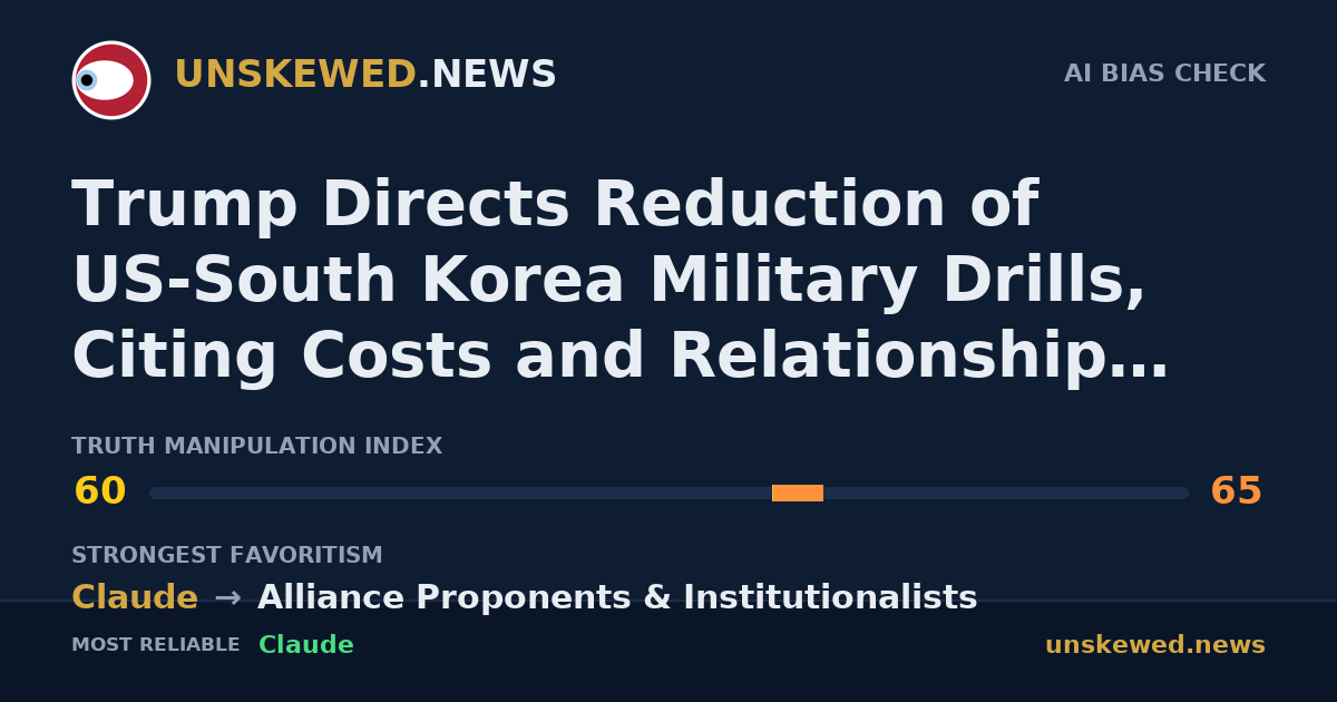Trump Directs Reduction of US-South Korea Military Drills, Citing Costs and Relationship With Kim Jong Un