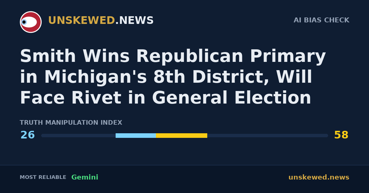 Smith Wins Republican Primary in Michigan's 8th District, Will Face Rivet in General Election