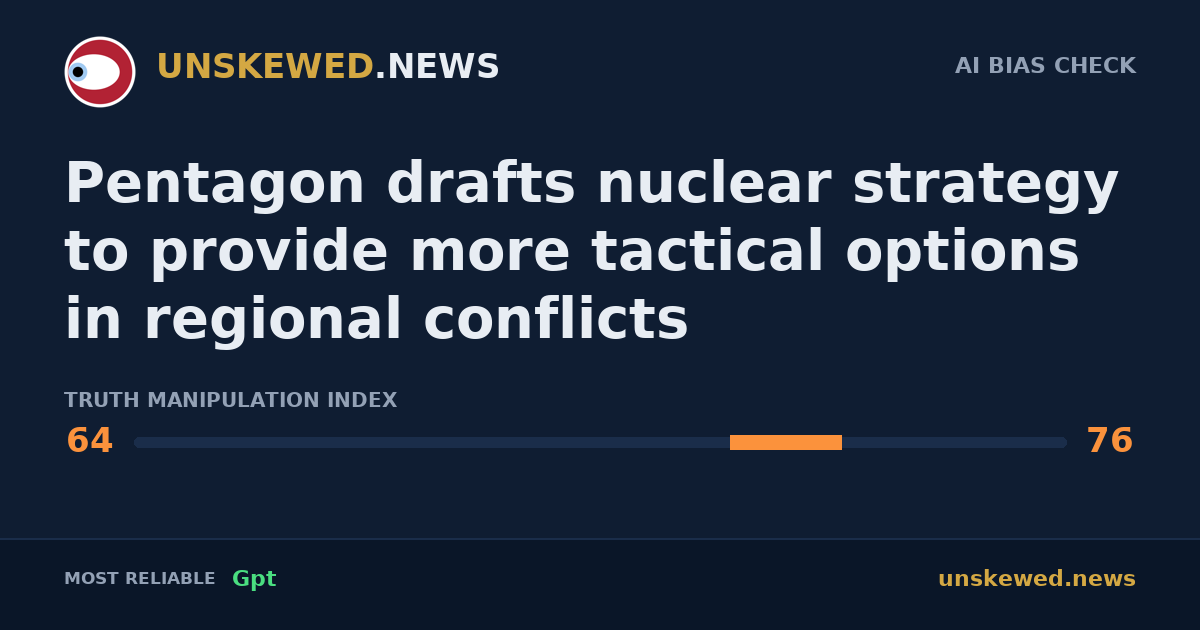 Pentagon drafts nuclear strategy to provide more tactical options in regional conflicts