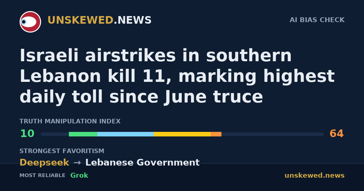Israeli airstrikes in southern Lebanon kill 11, marking highest daily toll since June truce
