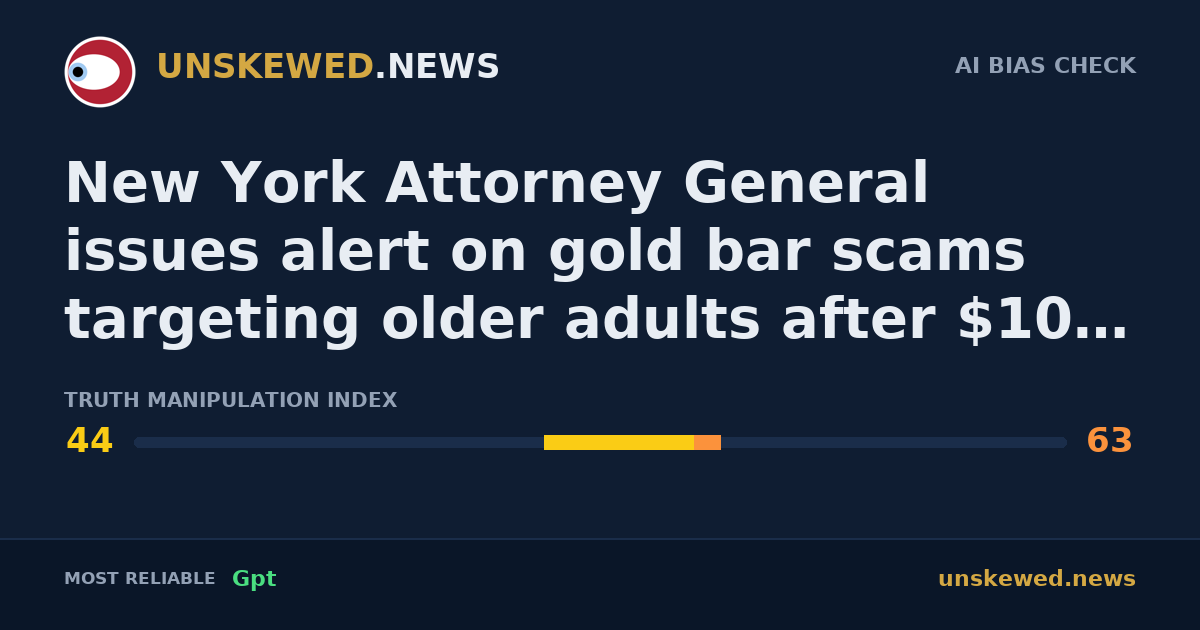 New York Attorney General issues alert on gold bar scams targeting older adults after $100 million in losses