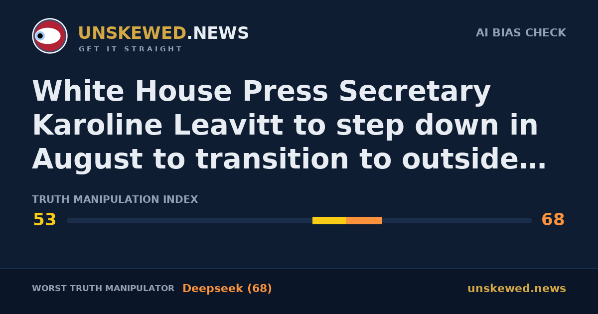 White House Press Secretary Karoline Leavitt to step down in August to transition to outside adviser role