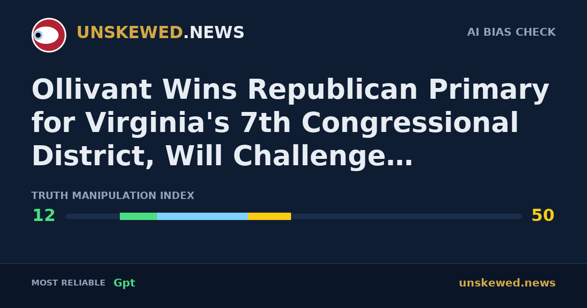 Ollivant Wins Republican Primary for Virginia's 7th Congressional District, Will Challenge Incumbent Vindman