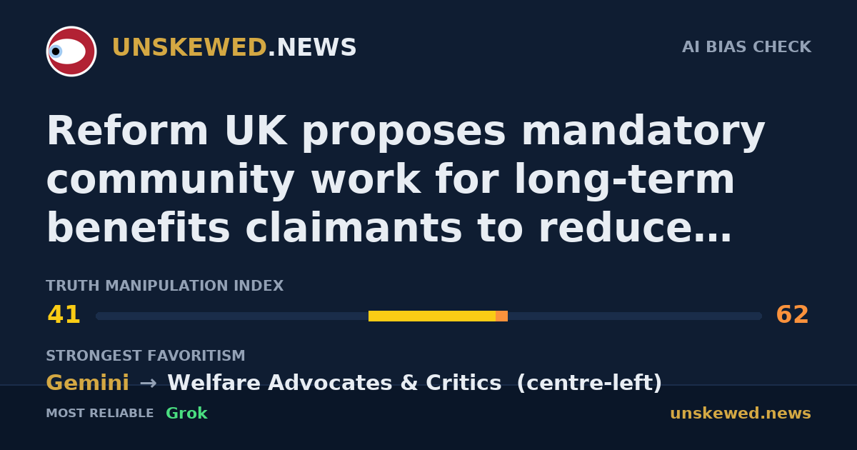 Reform UK proposes mandatory community work for long-term benefits claimants to reduce welfare spending
