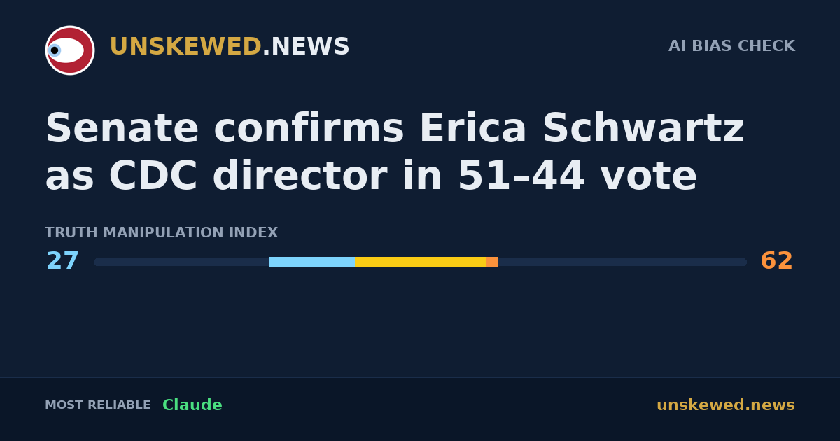 Senate confirms Erica Schwartz as CDC director in 51–44 vote
