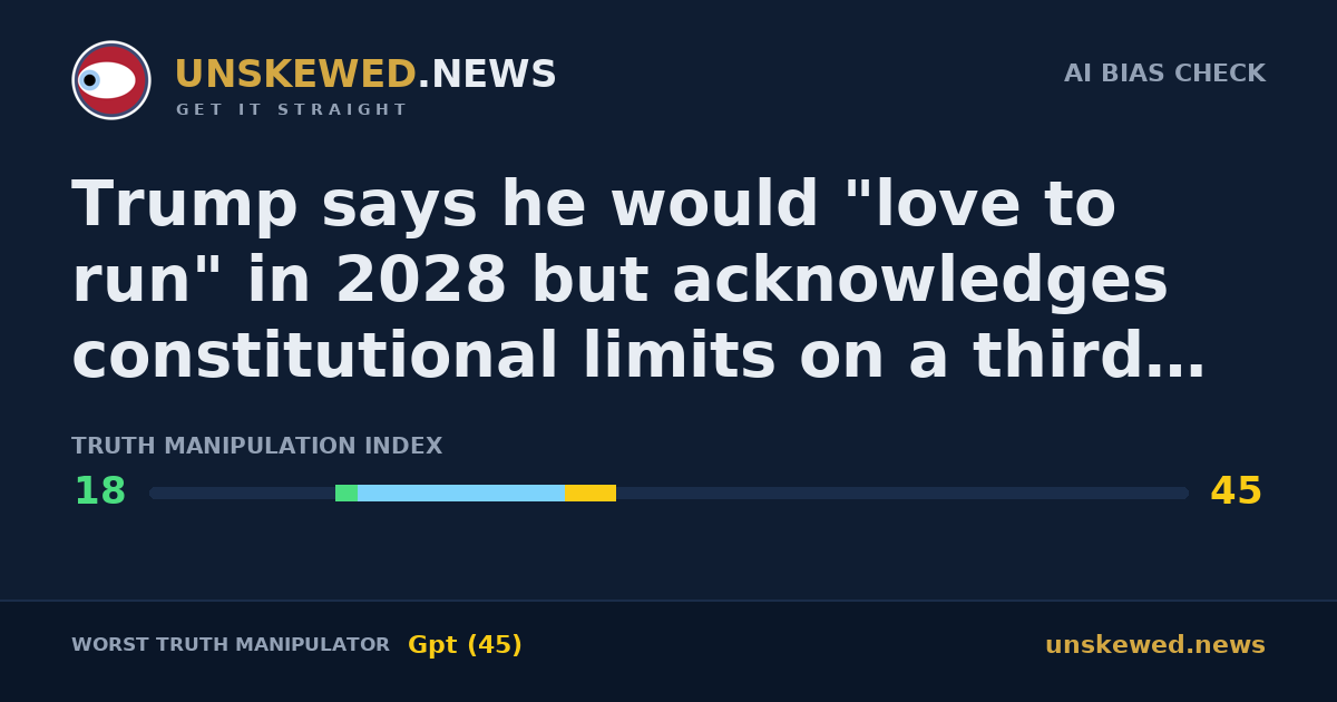 Trump says he would "love to run" in 2028 but acknowledges constitutional limits on a third term