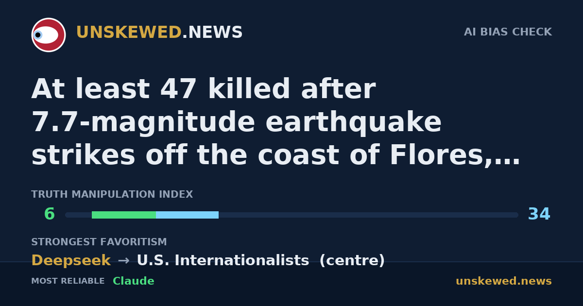 At least 47 killed after 7.7-magnitude earthquake strikes off the coast of Flores, Indonesia