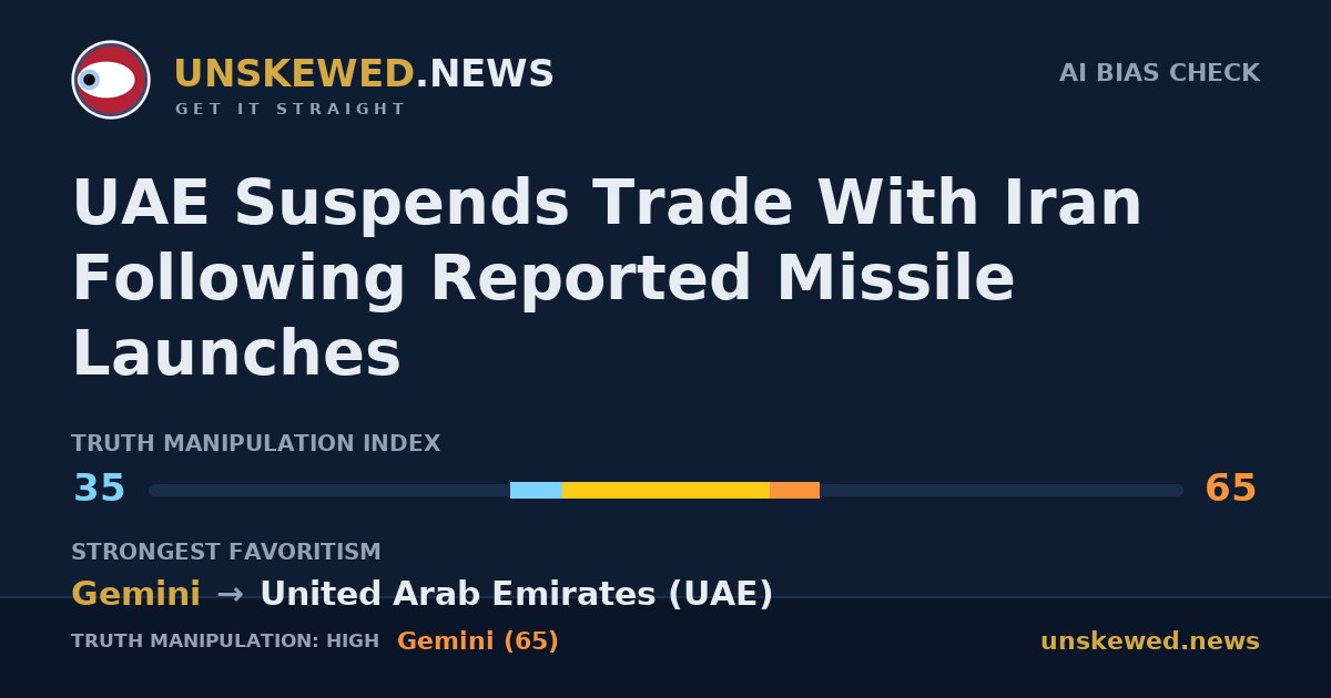 UAE Suspends Trade With Iran Following Reported Missile Launches