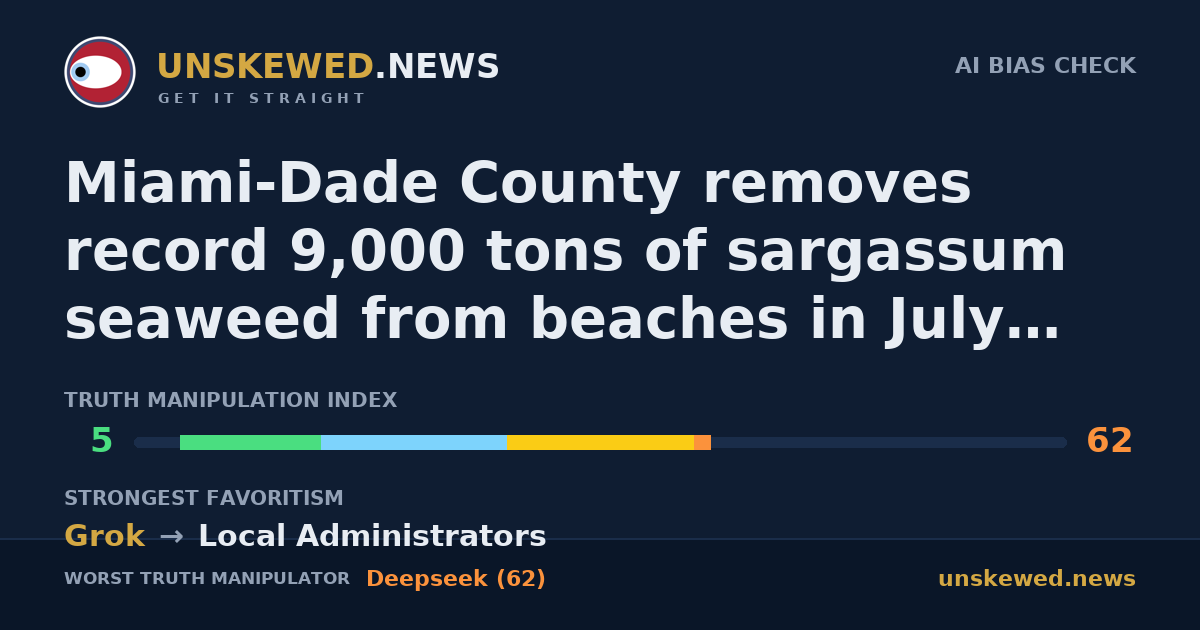 Miami-Dade County removes record 9,000 tons of sargassum seaweed from beaches in July 2026