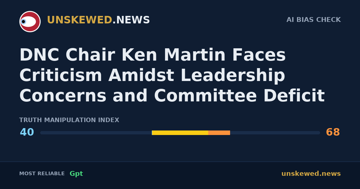 DNC Chair Ken Martin Faces Criticism Amidst Leadership Concerns and Committee Deficit