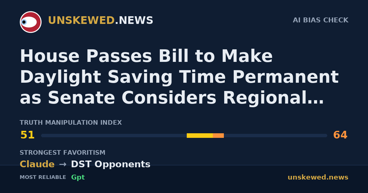 House Passes Bill to Make Daylight Saving Time Permanent as Senate Considers Regional Impacts