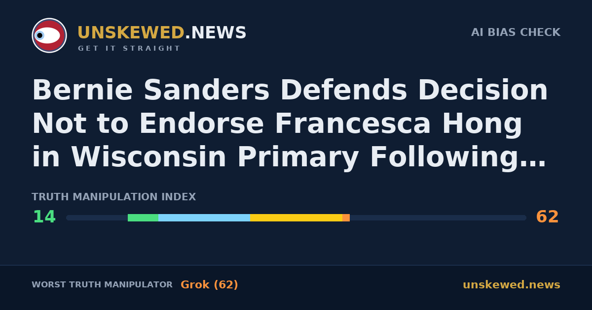 Bernie Sanders Defends Decision Not to Endorse Francesca Hong in Wisconsin Primary Following Progressive Criticism