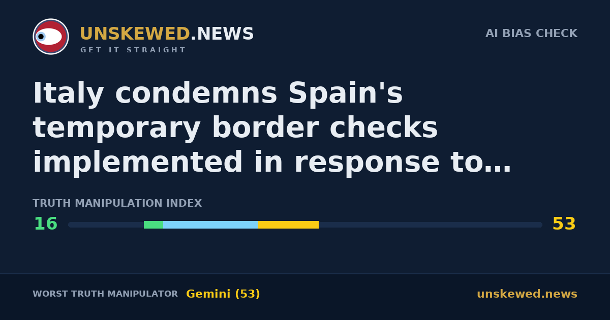 Italy condemns Spain's temporary border checks implemented in response to Italy's suspension of Schengen rules