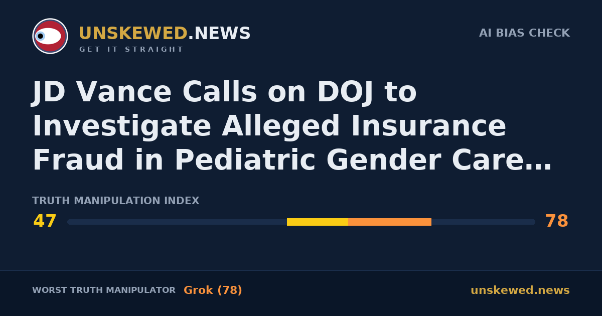 JD Vance Calls on DOJ to Investigate Alleged Insurance Fraud in Pediatric Gender Care Billing