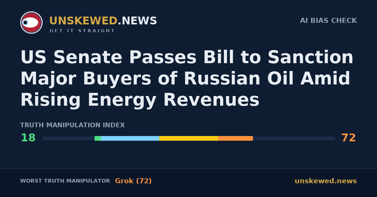 US Senate Passes Bill to Sanction Major Buyers of Russian Oil Amid Rising Energy Revenues