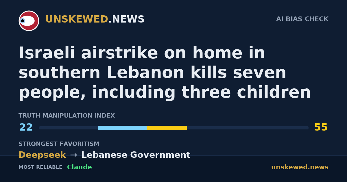 Israeli airstrike on home in southern Lebanon kills seven people, including three children