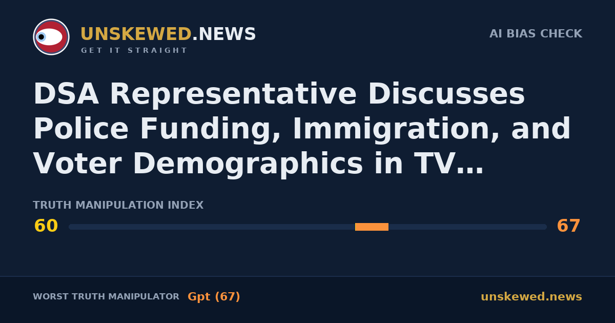 DSA Representative Discusses Police Funding, Immigration, and Voter Demographics in TV Interview